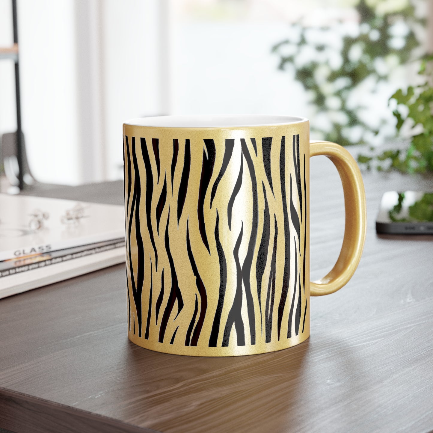 Metallic Gold-Tone Mug - Tiger