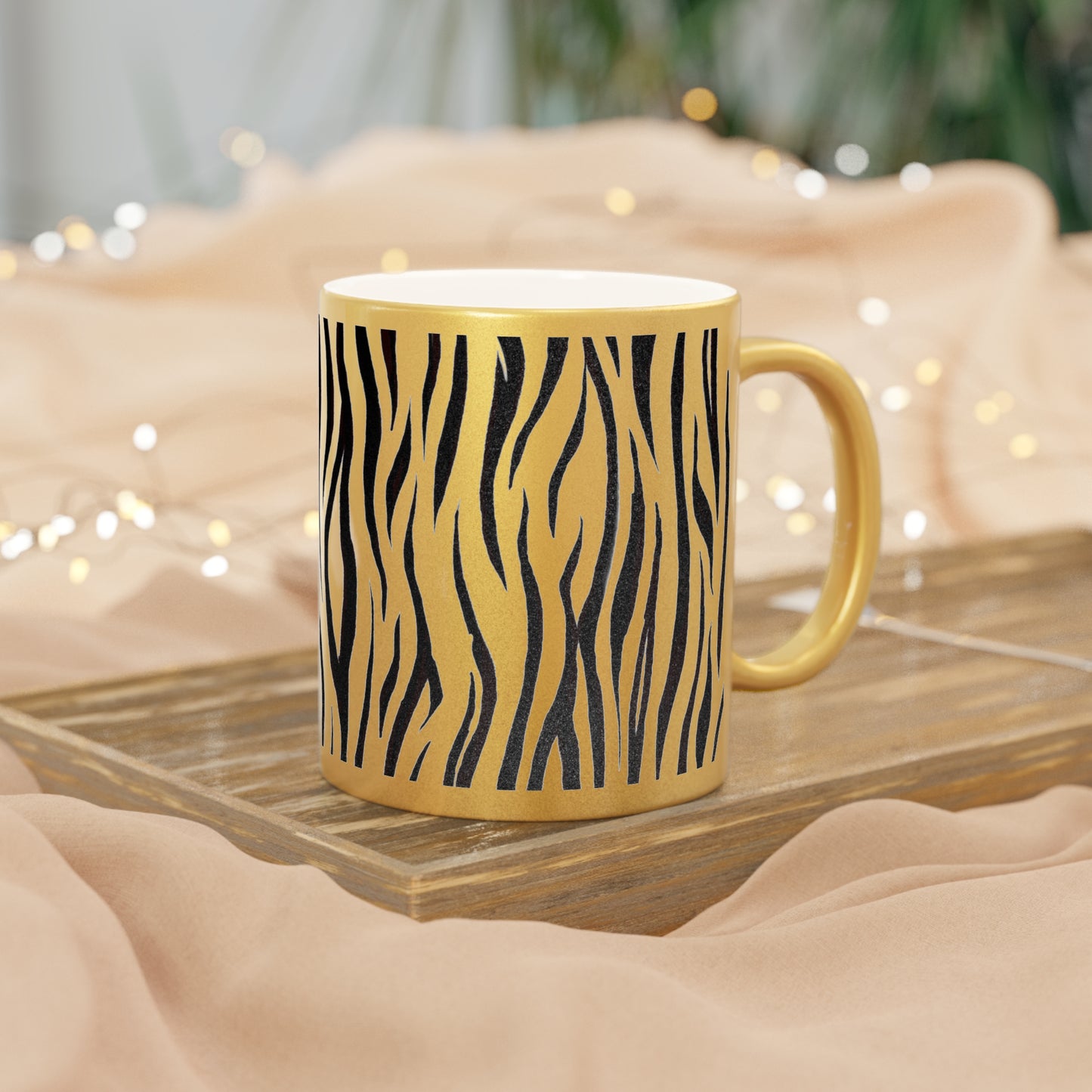 Metallic Gold-Tone Mug - Tiger